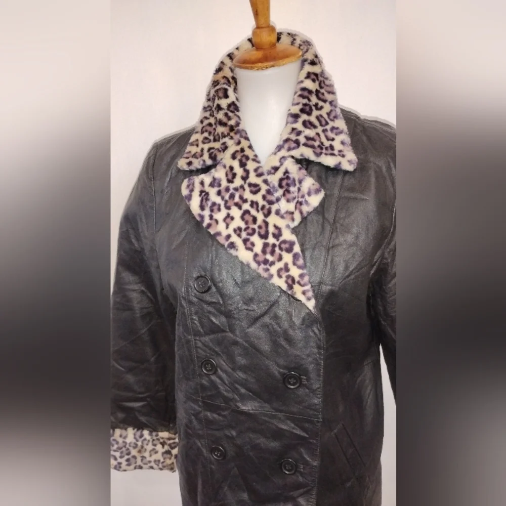 VINTAGE LEATHER LEOPARD COAT